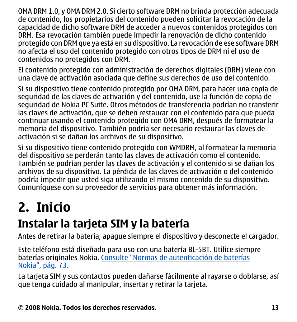 Inicio, Instalar la tarjeta sim y la batería, Instalar la tarjeta sim y la | Batería | Nokia 7510 Supernova User Manual | Page 90 / 160