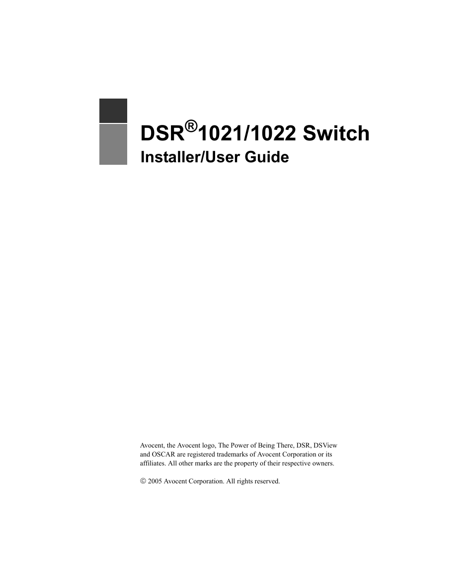 Installer/user guide | Avocent DSR1021 User Manual | Page 3 / 110