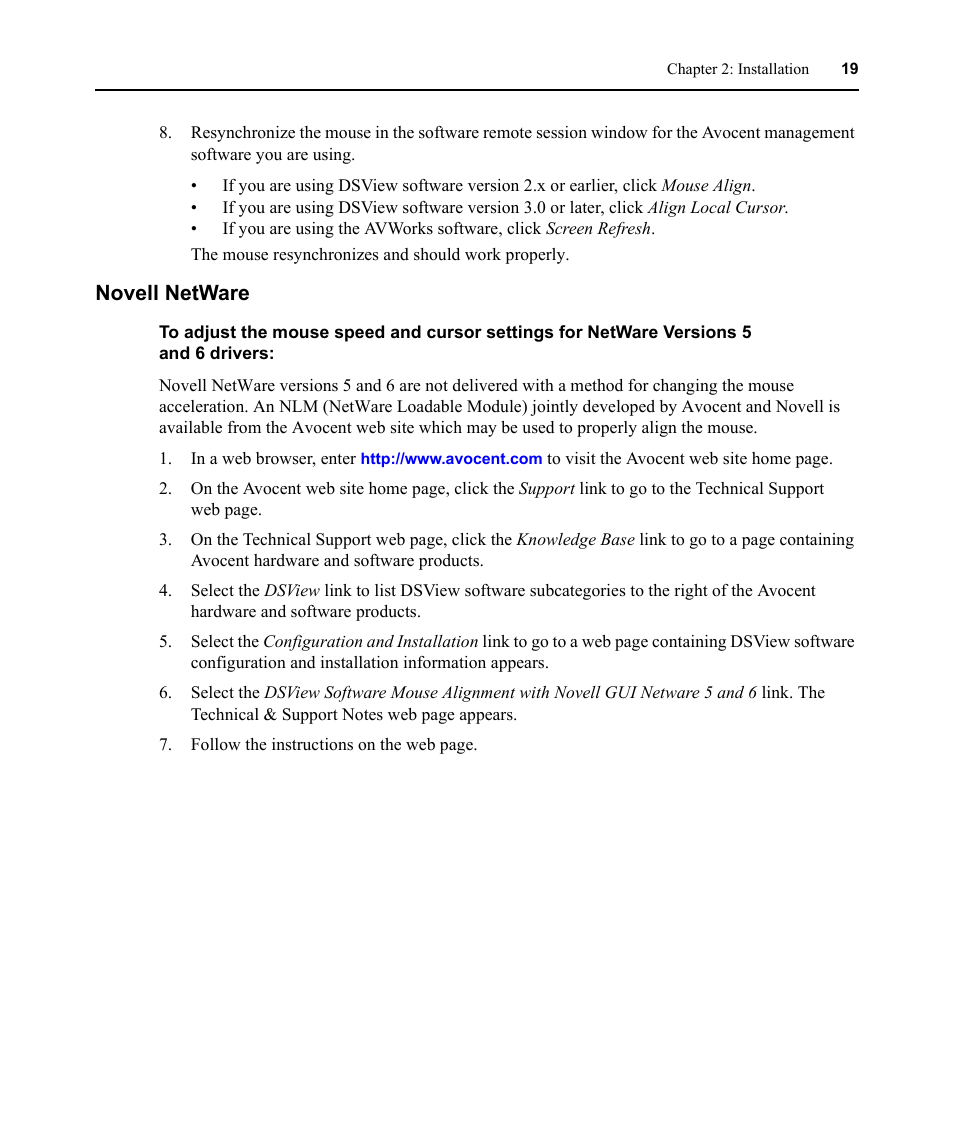 Novell netware | Avocent DSR1021 User Manual | Page 31 / 110