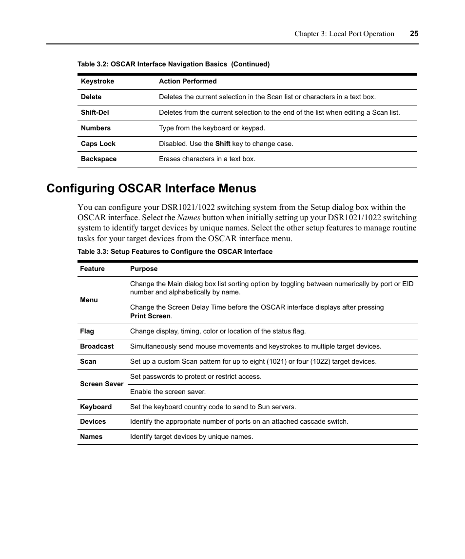Configuring oscar interface menus | Avocent DSR1021 User Manual | Page 37 / 110