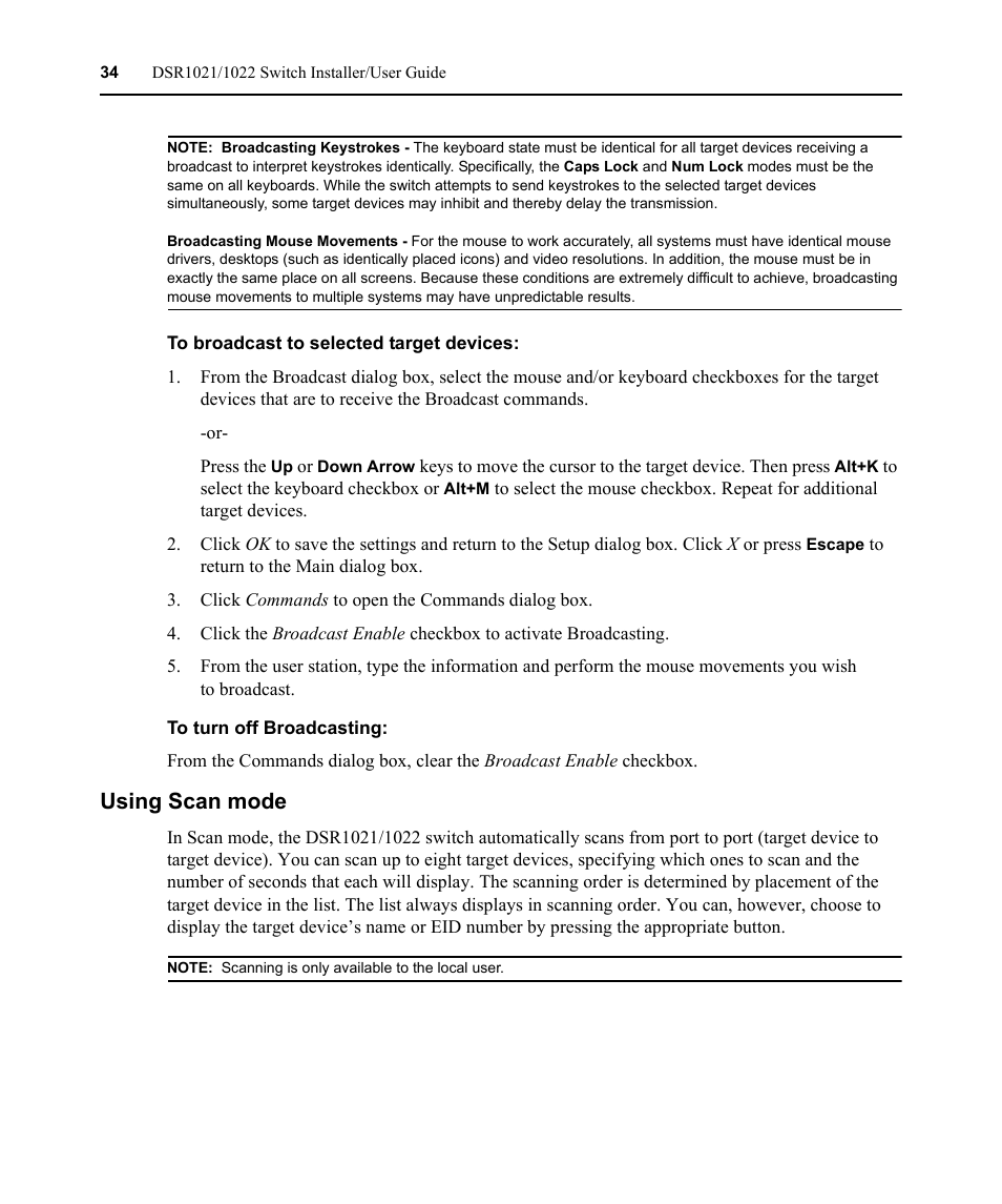 Using scan mode | Avocent DSR1021 User Manual | Page 46 / 110