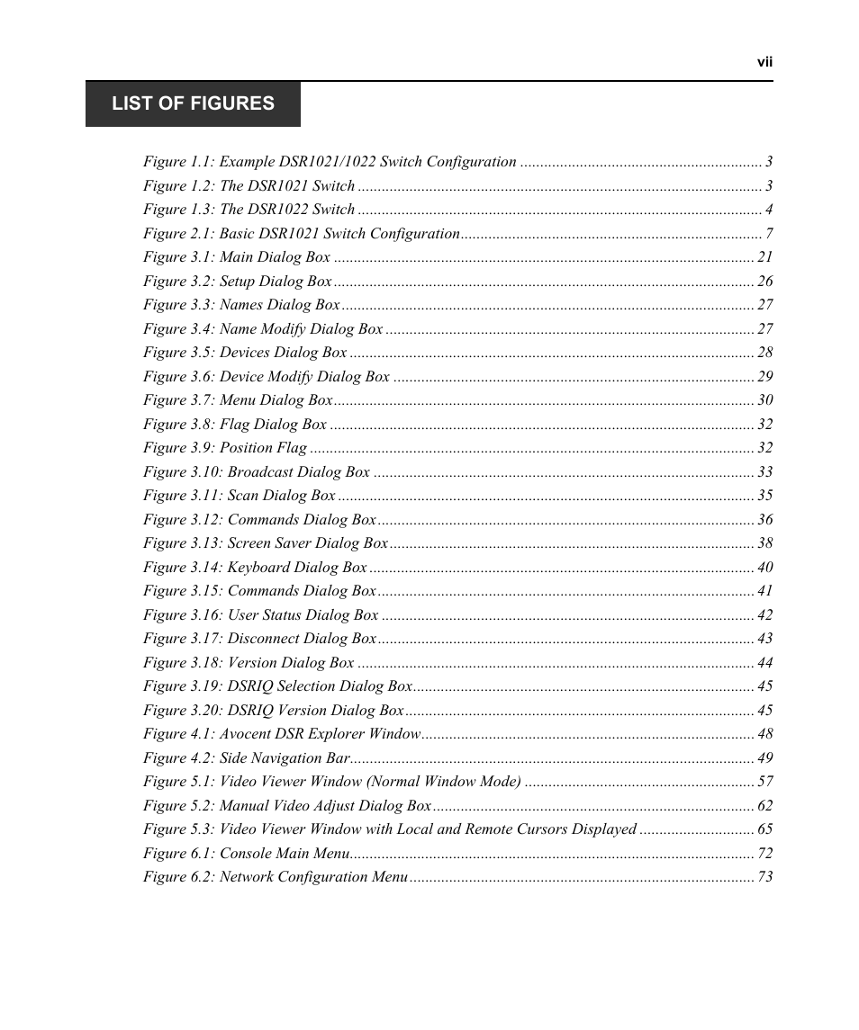 List of figures | Avocent DSR1021 User Manual | Page 9 / 110