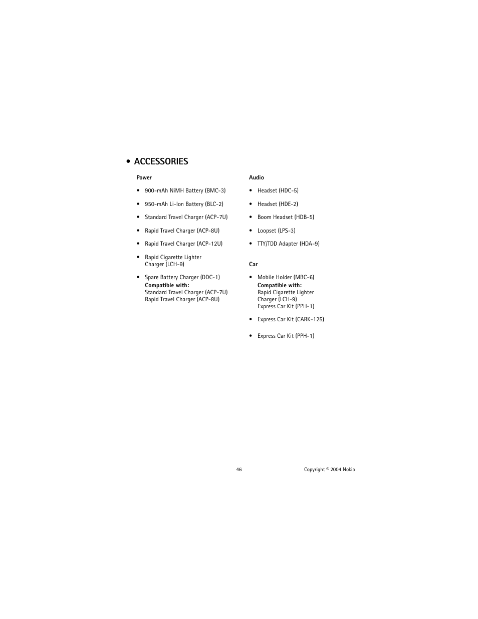 Accessories | Nokia 1221 User Manual | Page 55 / 81