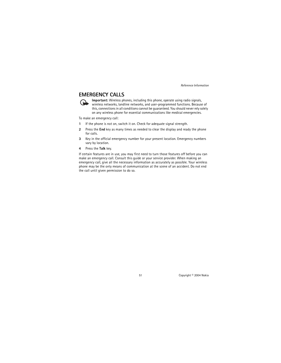 Emergency calls | Nokia 1221 User Manual | Page 60 / 81