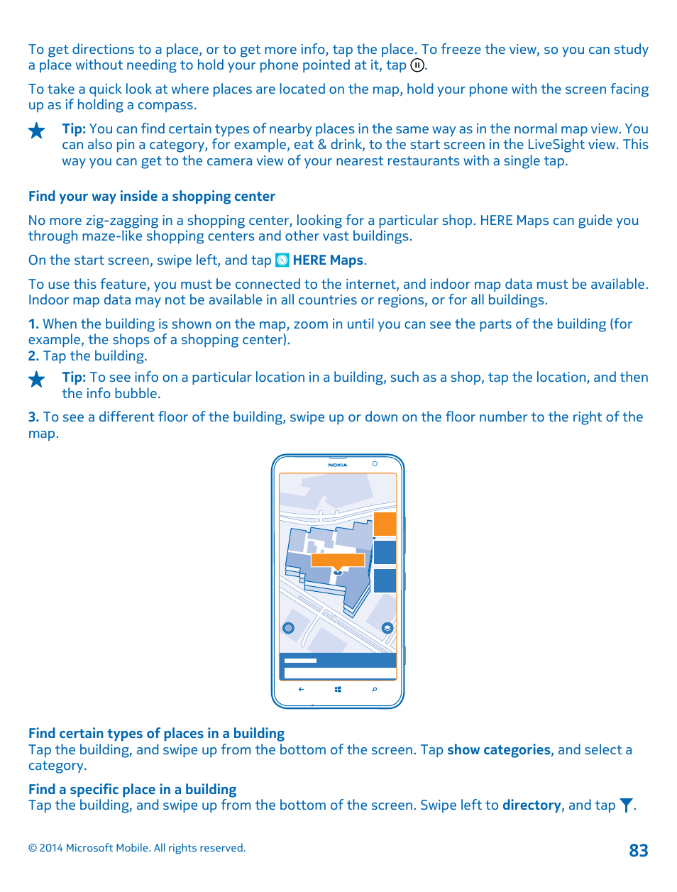 Find your way inside a shopping center | Nokia Lumia 1320 User Manual | Page 83 / 124