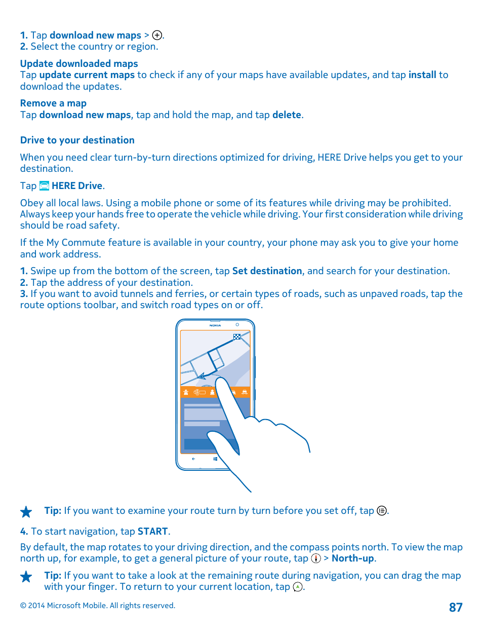 Drive to your destination | Nokia Lumia 1320 User Manual | Page 87 / 124