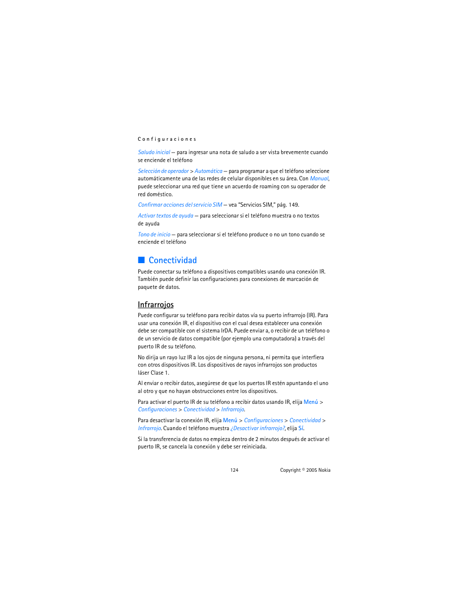Conectividad, Infrarrojos | Nokia 6102 User Manual | Page 125 / 169