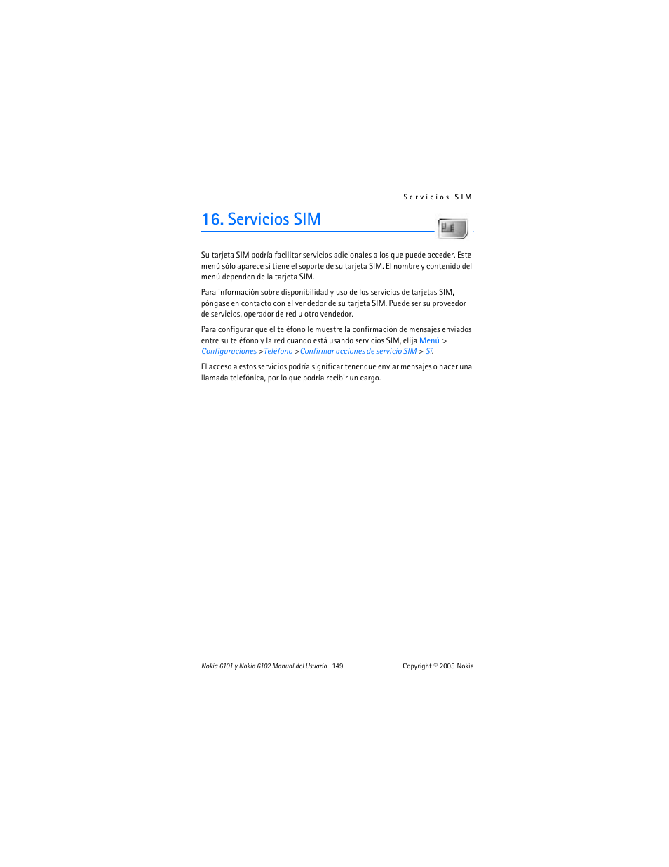 Servicios sim | Nokia 6102 User Manual | Page 150 / 169