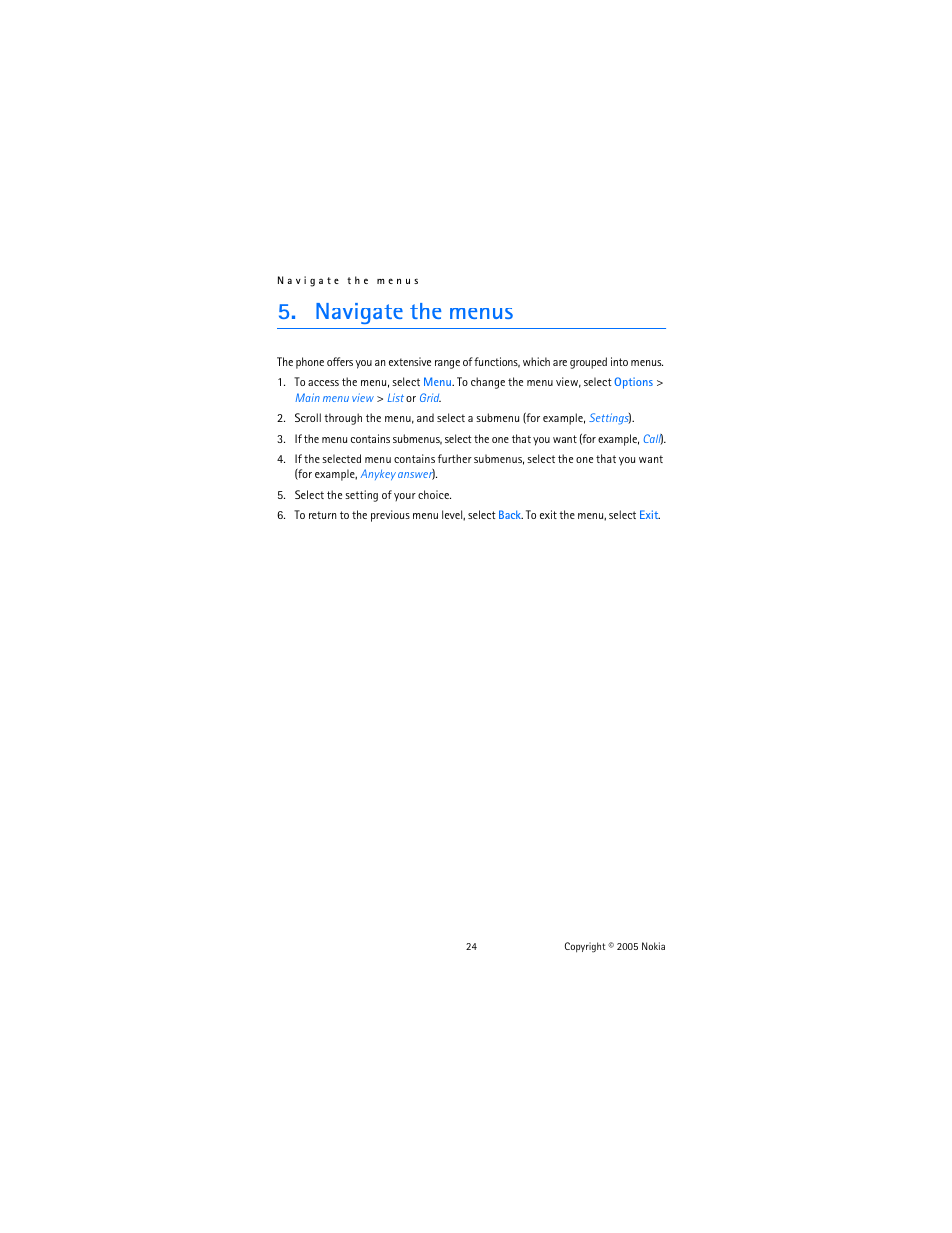 Navigate the menus | Nokia 6102 User Manual | Page 25 / 169