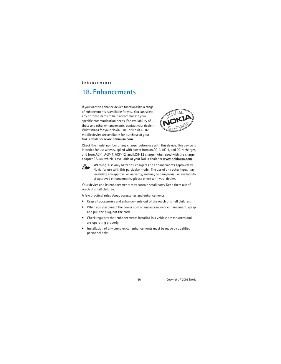 Enhancements | Nokia 6102 User Manual | Page 67 / 169