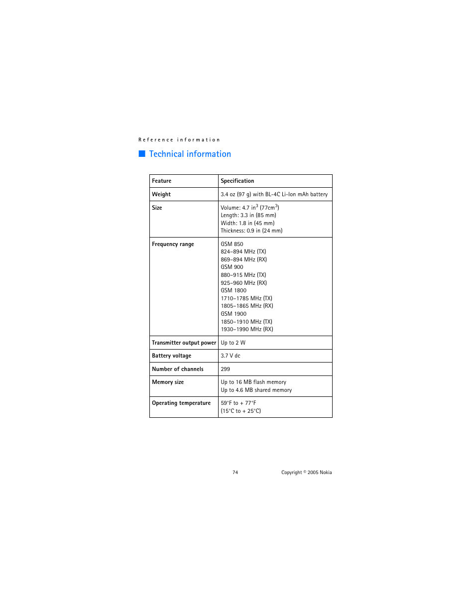 Technical information | Nokia 6102 User Manual | Page 75 / 169