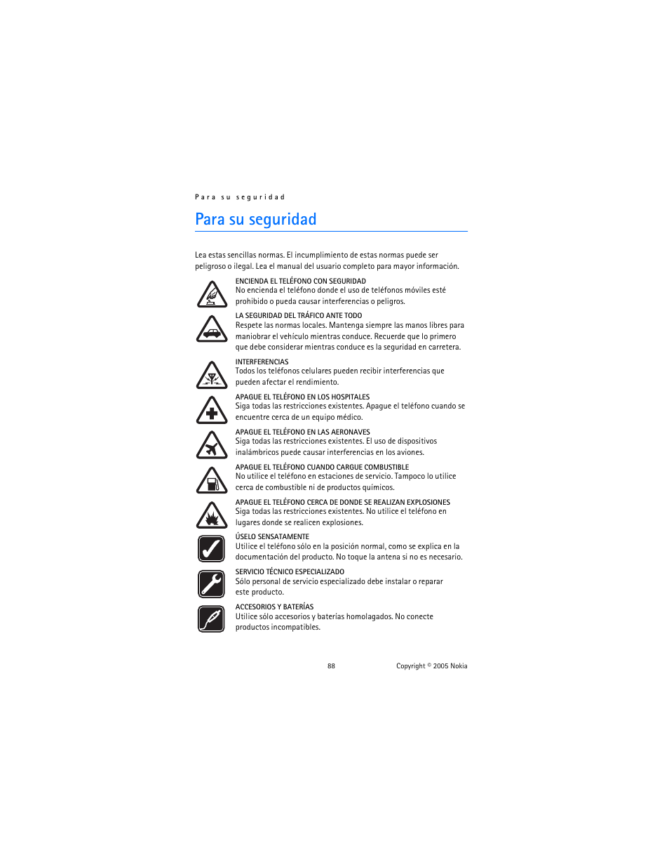 Para su seguridad | Nokia 6102 User Manual | Page 89 / 169