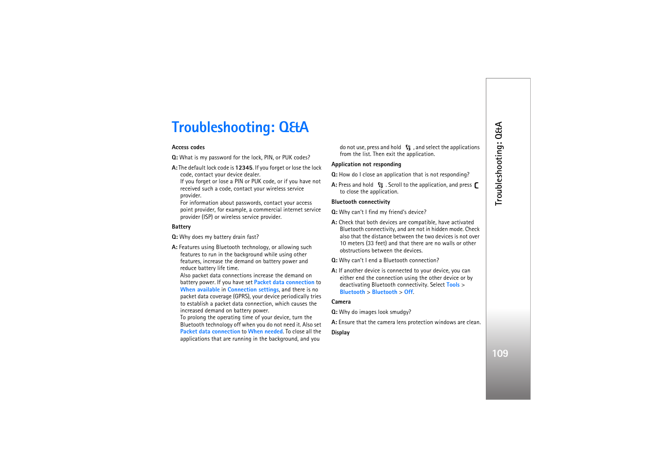 Troubleshooting: q&a | Nokia N76 User Manual | Page 141 / 157