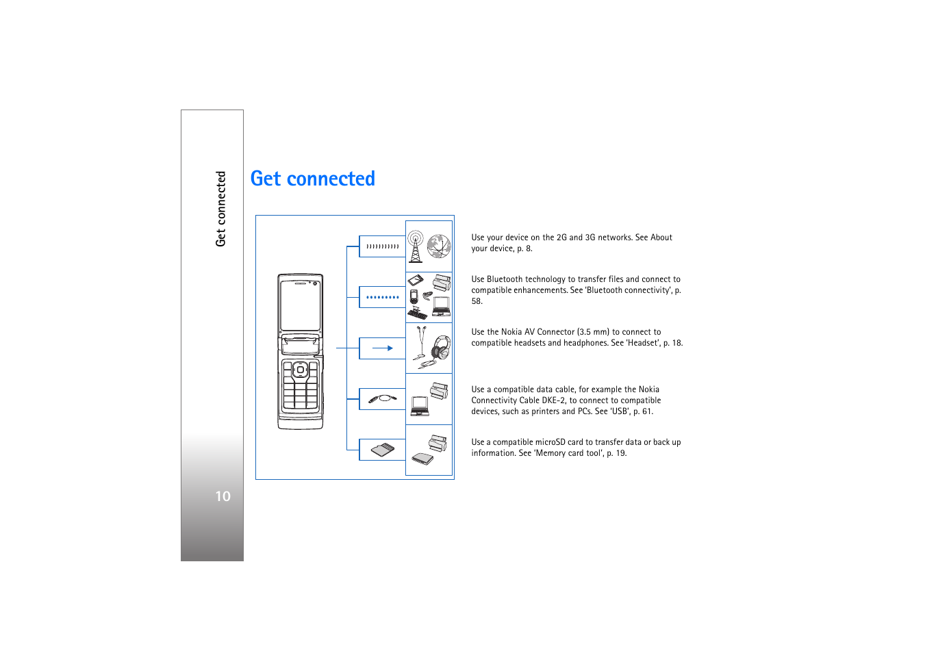 Get connected, Support | Nokia N76 User Manual | Page 42 / 157