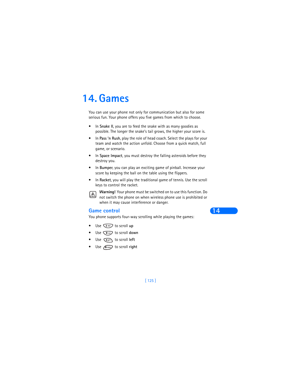 Games, Game control | Nokia 6385 User Manual | Page 131 / 194