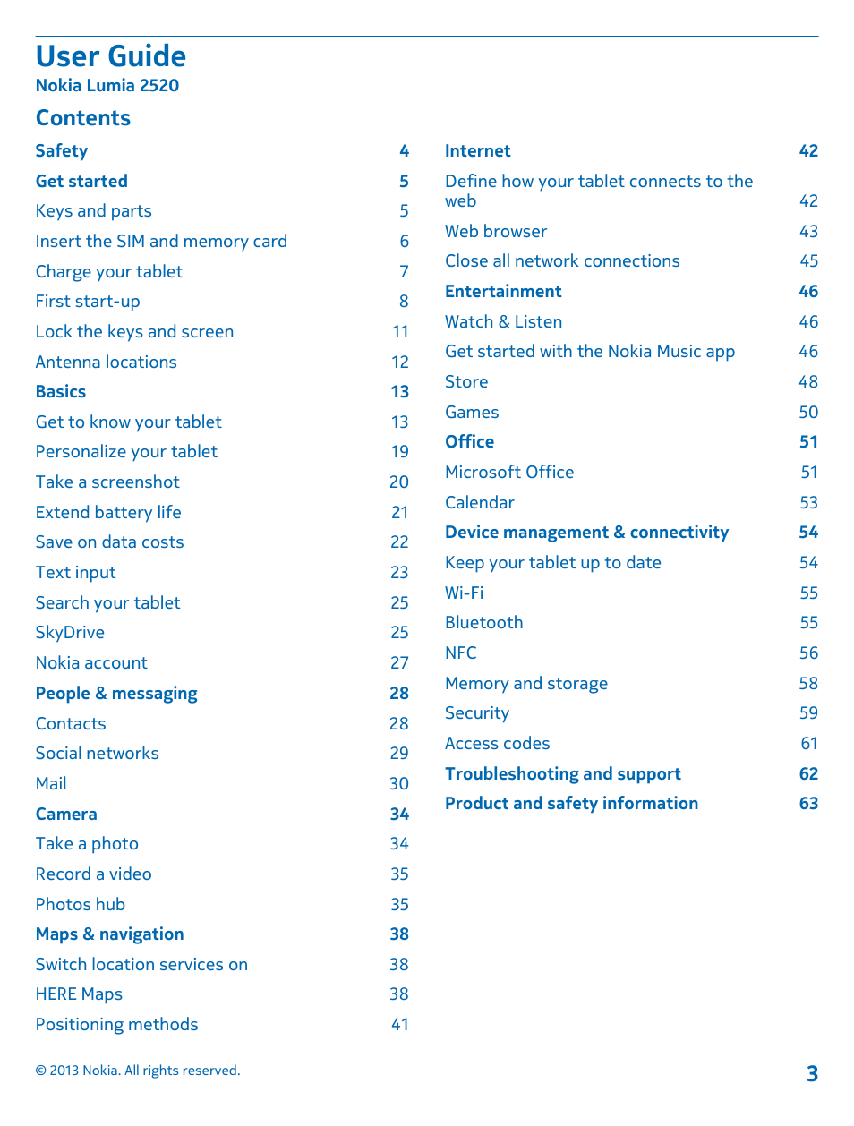 Nokia Lumia 2520 User Manual | Page 3 / 67