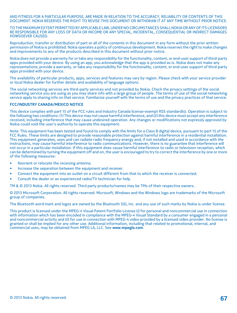 Nokia Lumia 2520 User Manual | Page 67 / 67