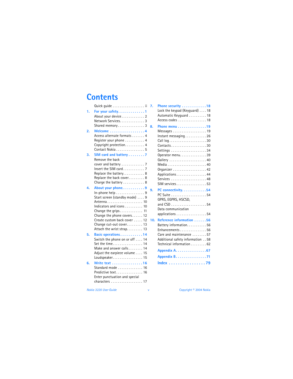 Nokia 3220 User Manual | Page 6 / 89