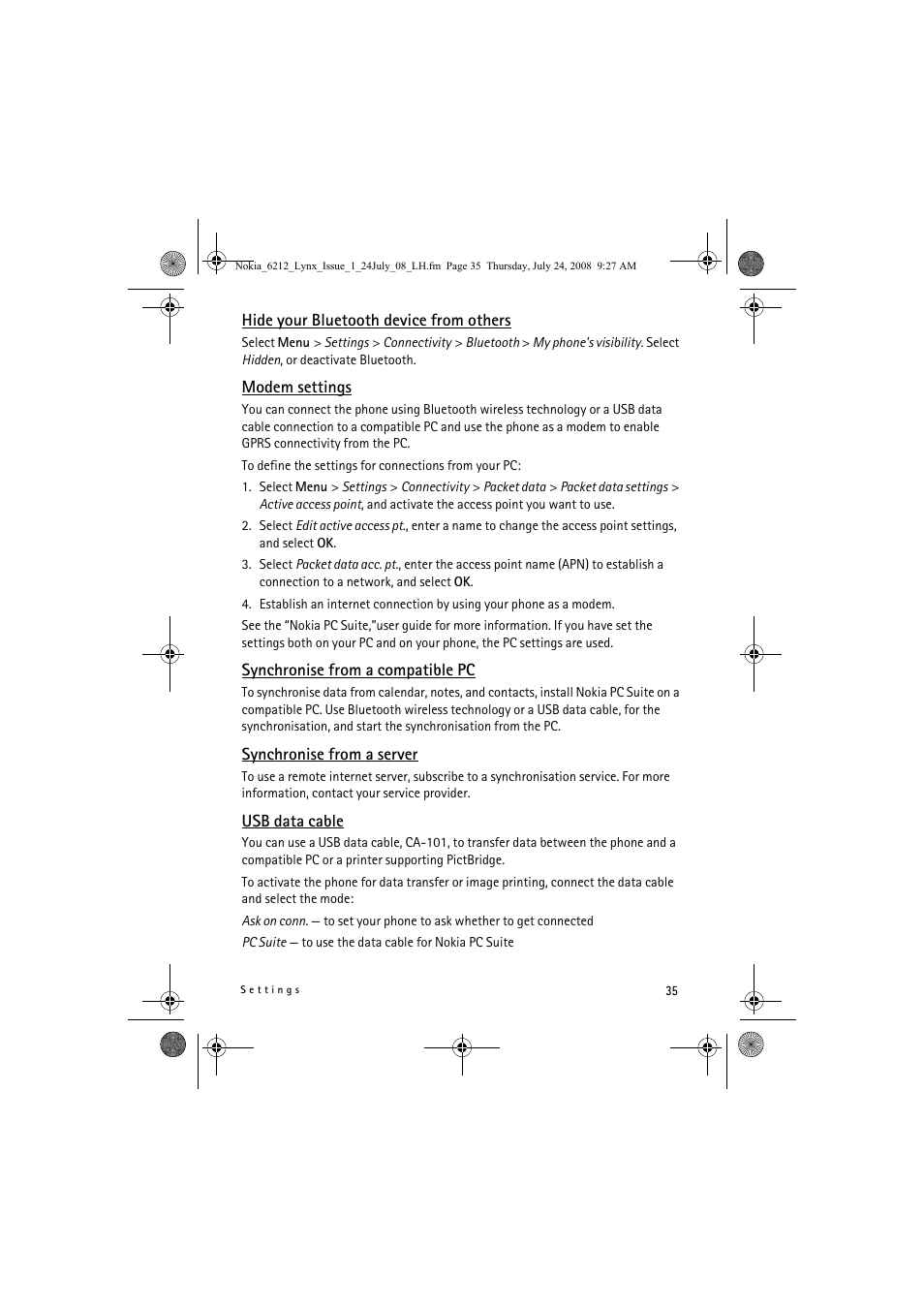 Nokia 6212 classic User Manual | Page 35 / 58