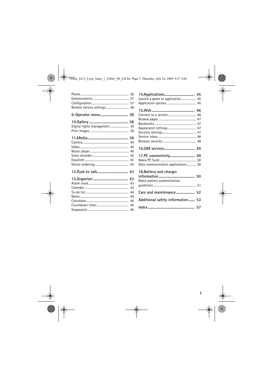 Nokia 6212 classic User Manual | Page 5 / 58