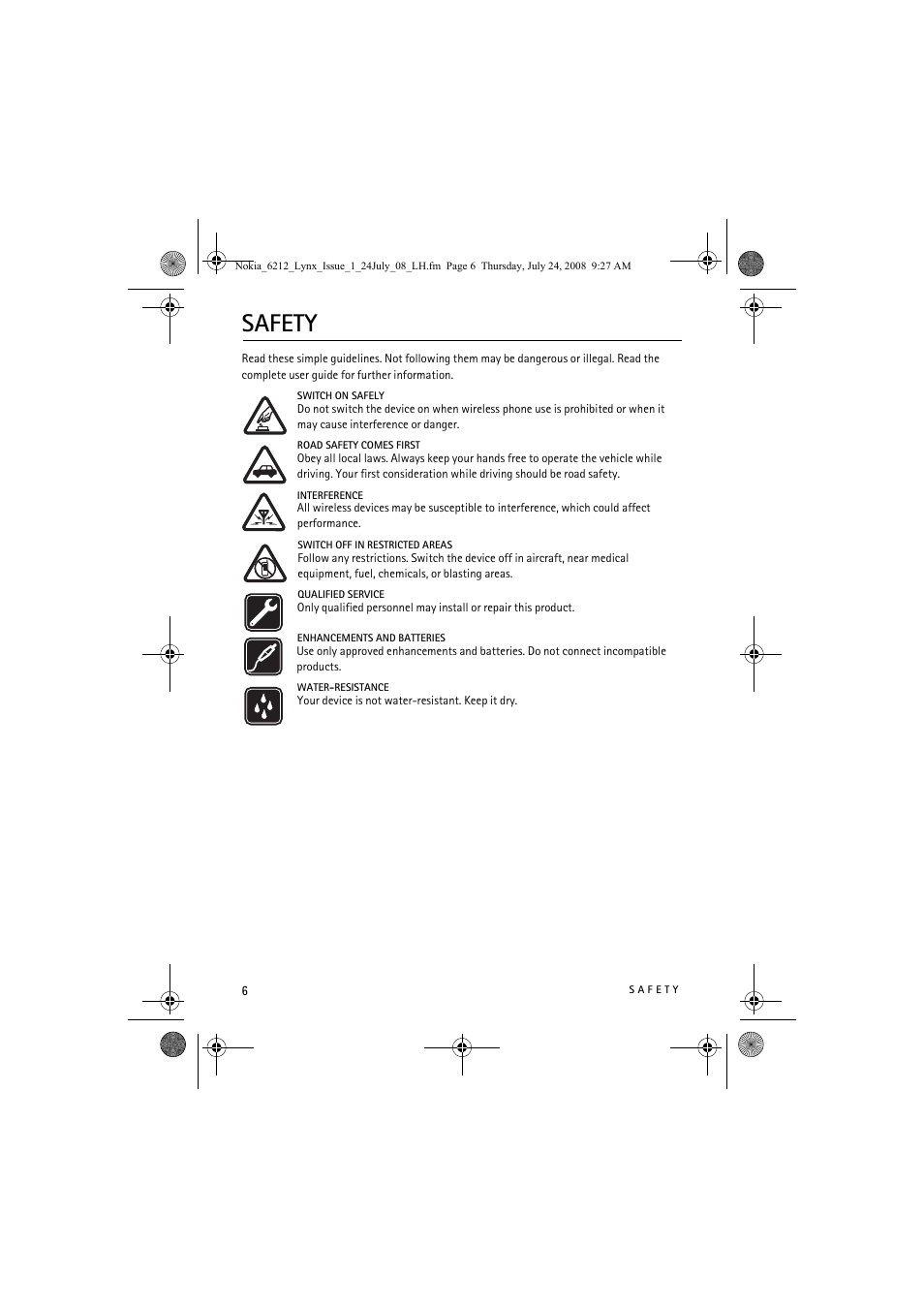 Safety | Nokia 6212 classic User Manual | Page 6 / 58