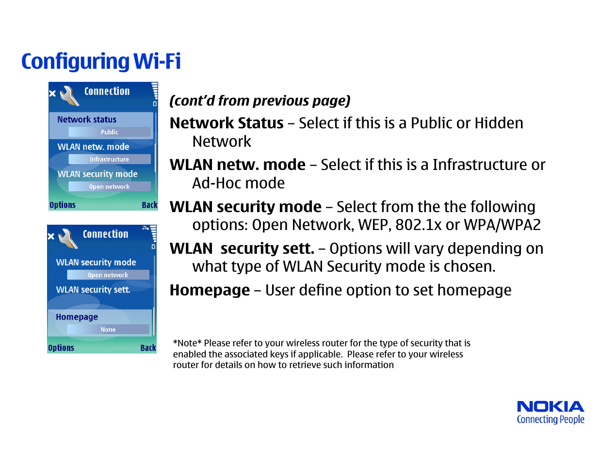 Configuring wi-fi | Nokia N80 Internet Edition User Manual | Page 4 / 6