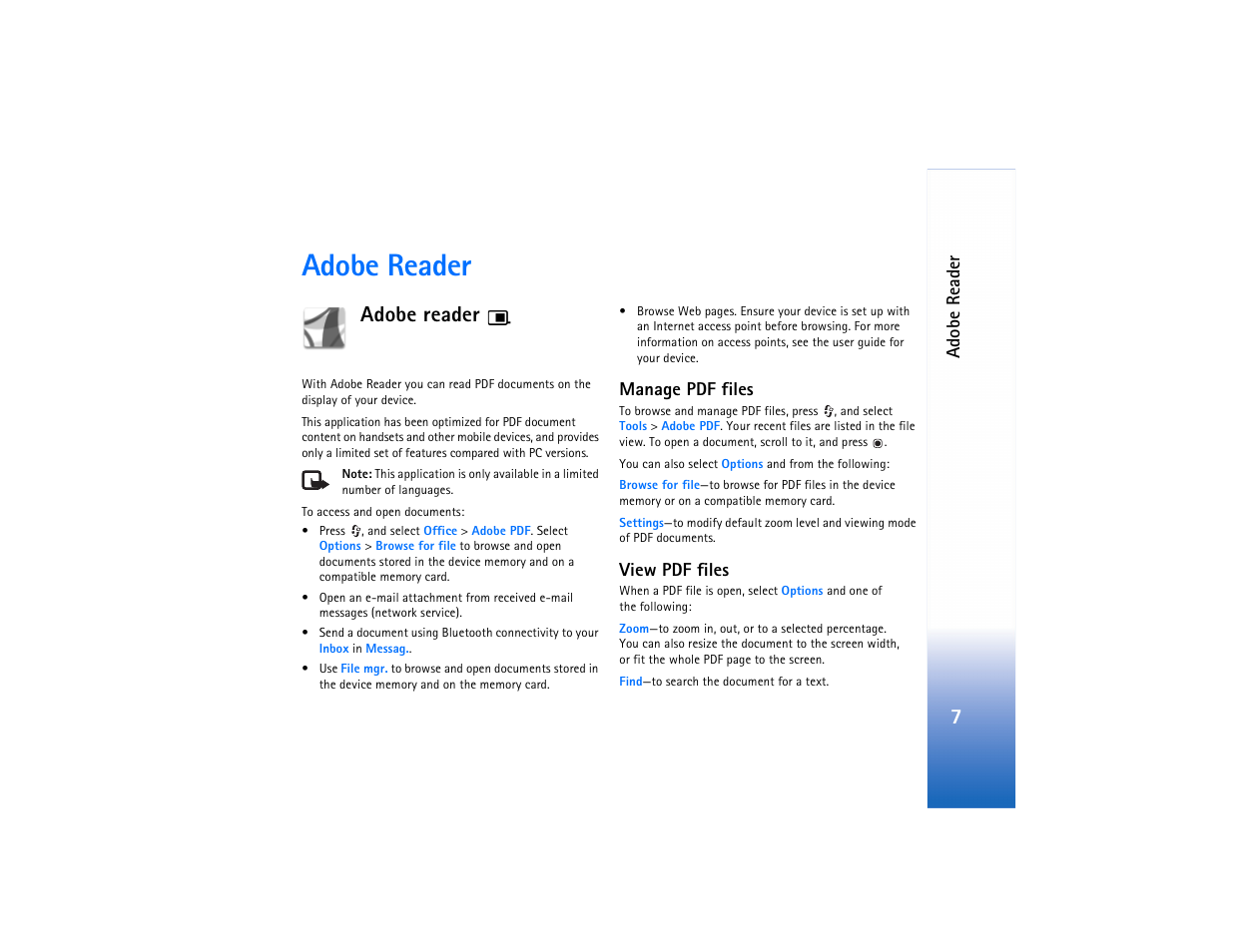 Adobe reader | Nokia N75 User Manual | Page 7 / 24