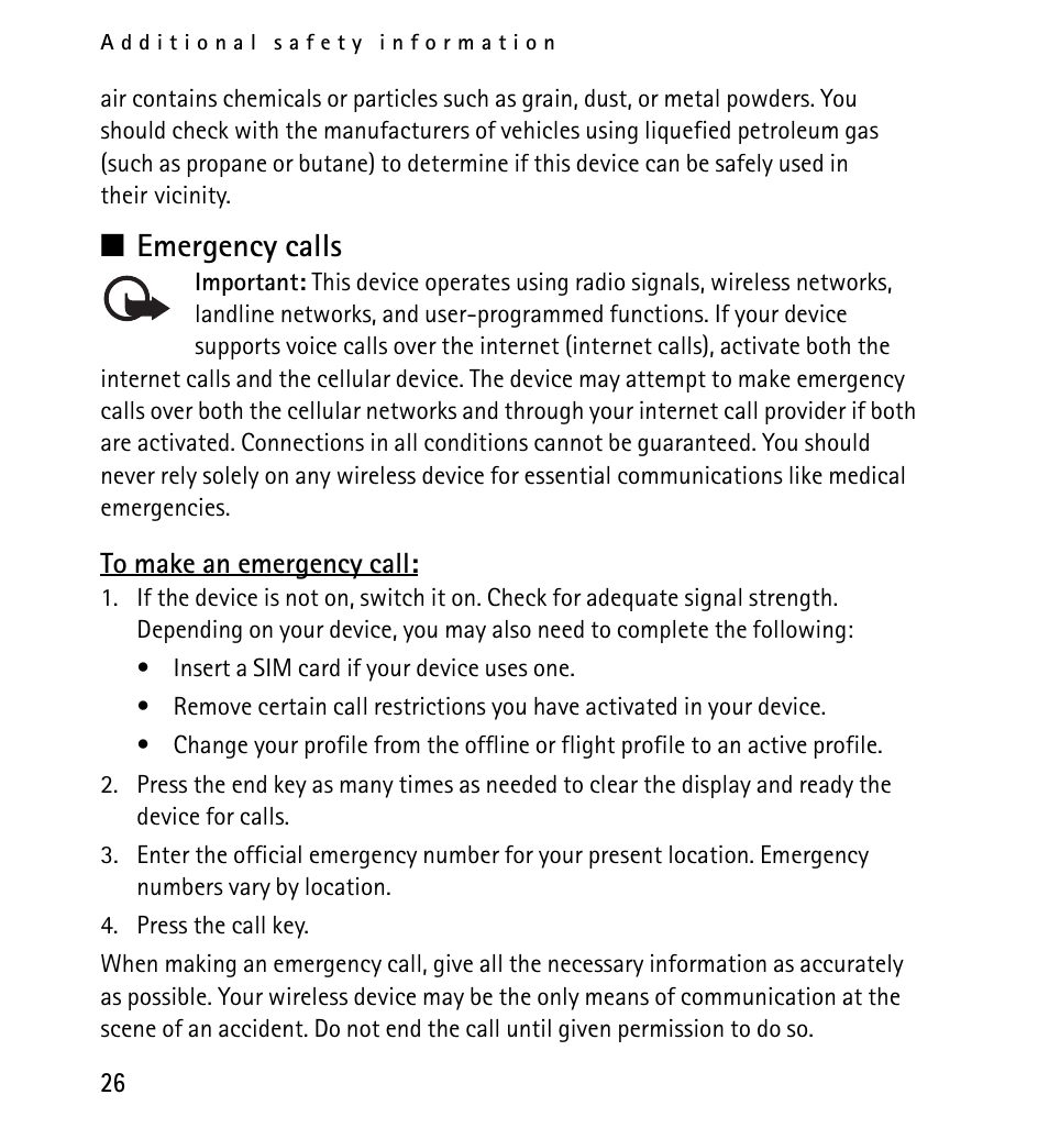 Emergency calls | Nokia 1616 User Manual | Page 26 / 28