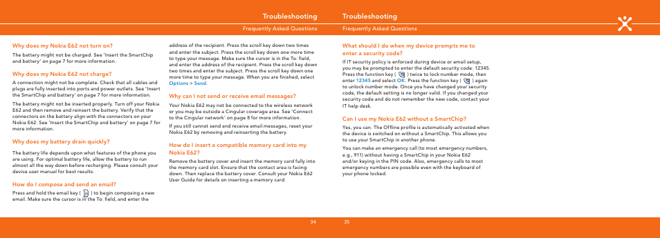 Troubleshooting | Nokia E62 User Manual | Page 18 / 20