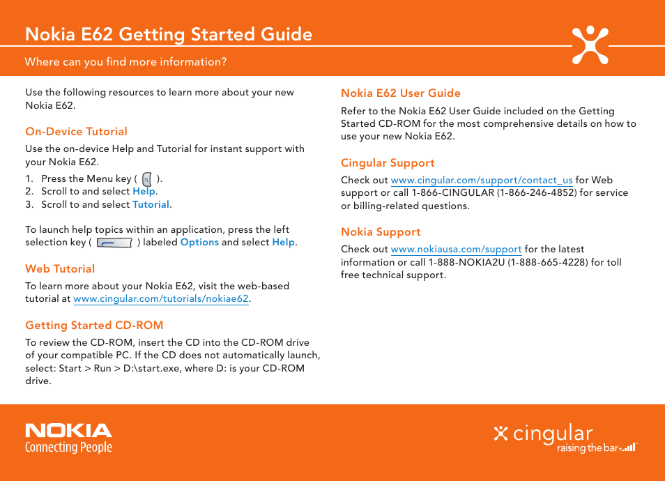 Nokia e62 getting started guide | Nokia E62 User Manual | Page 20 / 20