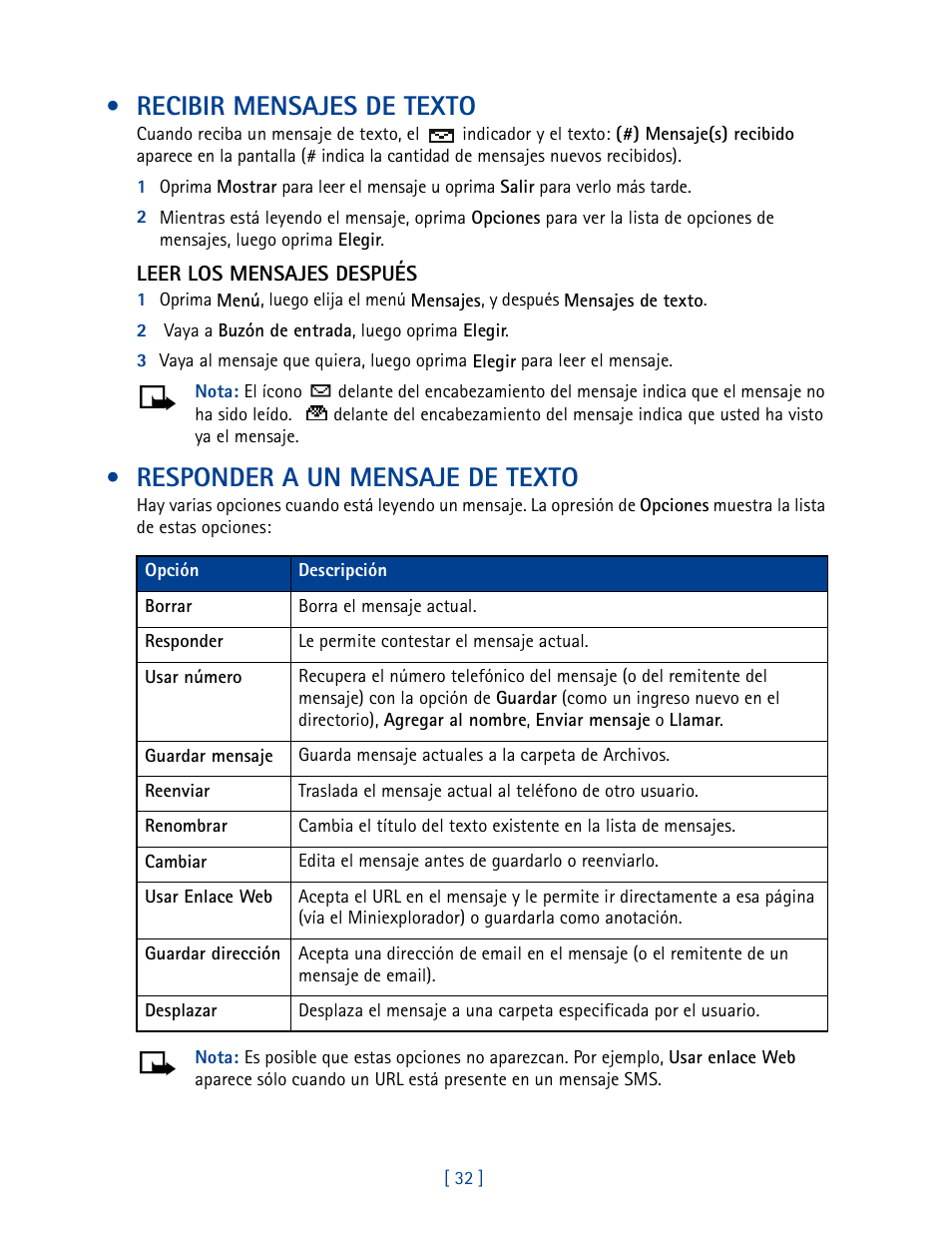 Recibir mensajes de texto, Responder a un mensaje de texto | Nokia 3585 User Manual | Page 139 / 201