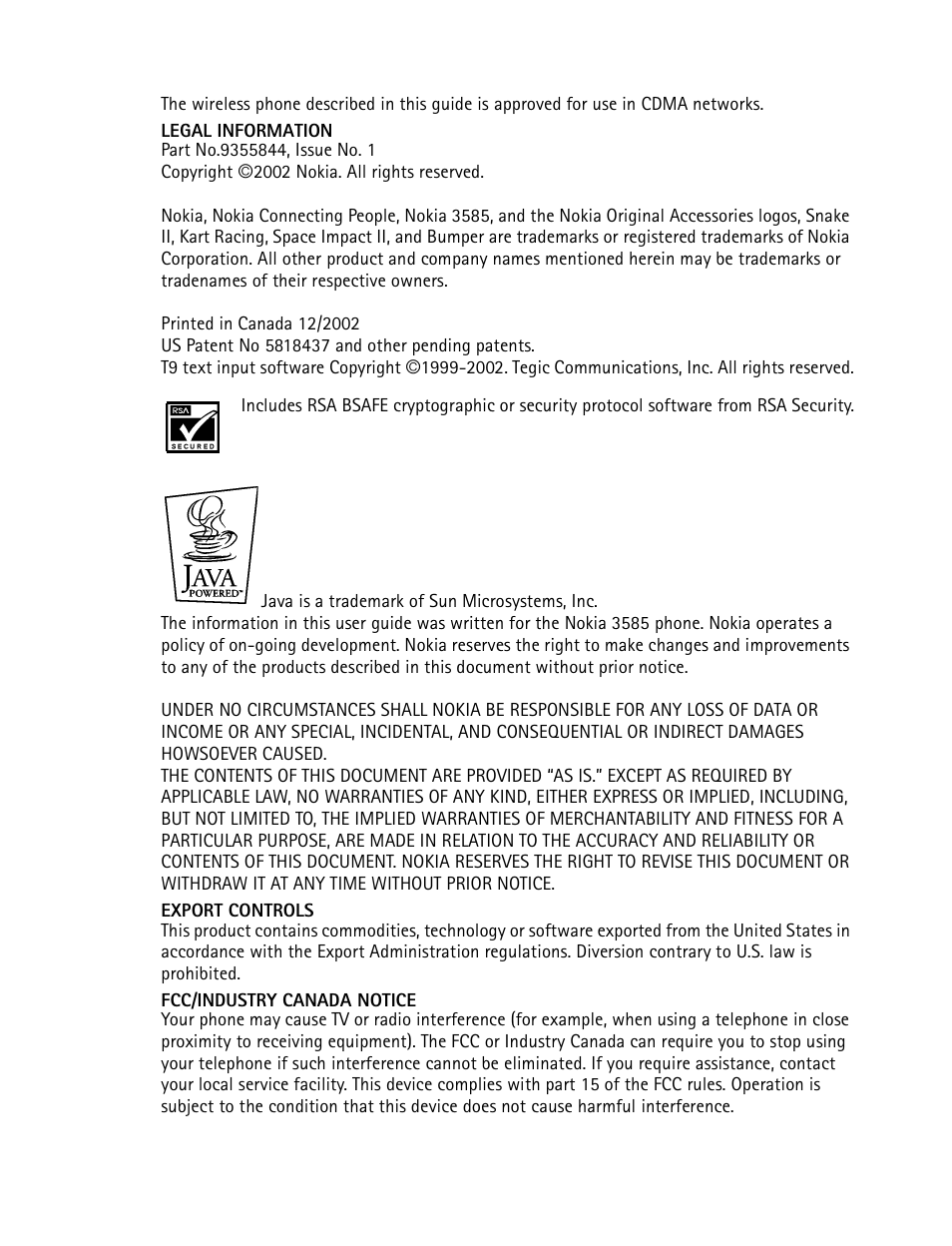 Nokia 3585 User Manual | Page 3 / 201