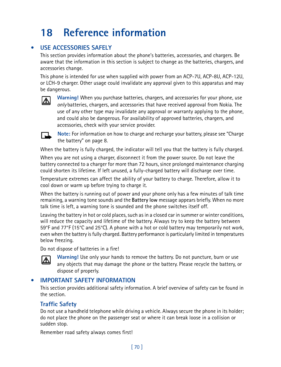 18 reference information, Reference information | Nokia 3585 User Manual | Page 77 / 201