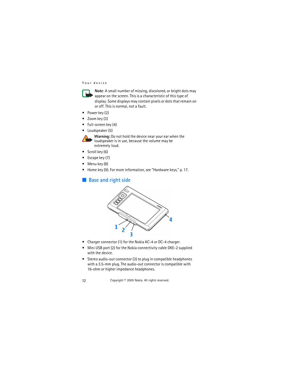 Base and right side | Nokia 770 User Manual | Page 12 / 48