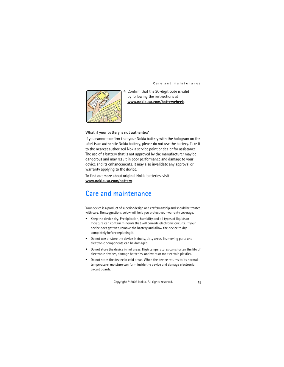 Care and maintenance | Nokia 770 User Manual | Page 43 / 48