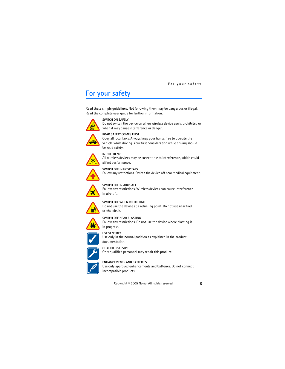 For your safety | Nokia 770 User Manual | Page 5 / 48