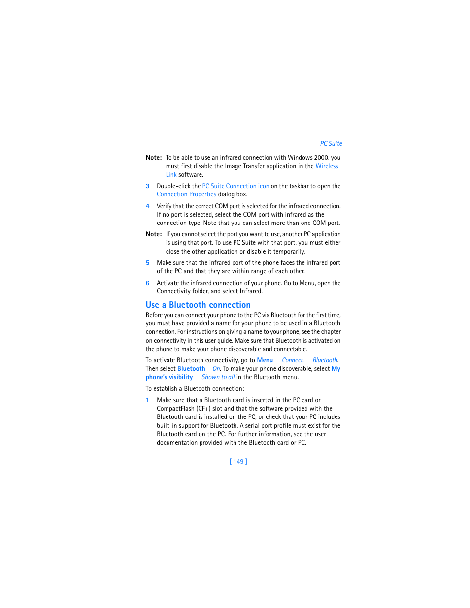 Use a bluetooth connection | Nokia 3600 User Manual | Page 158 / 217