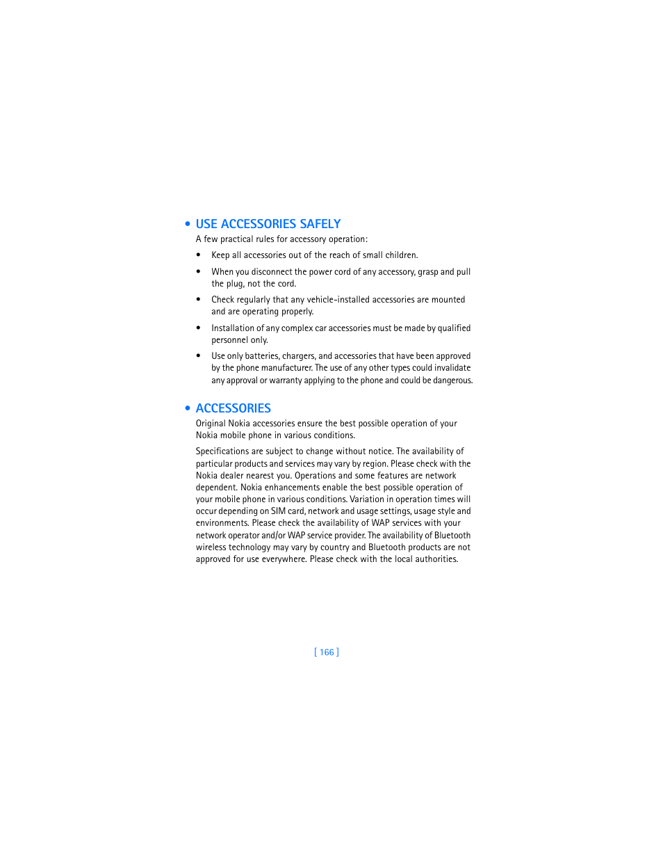 Use accessories safely, Accessories | Nokia 3600 User Manual | Page 175 / 217