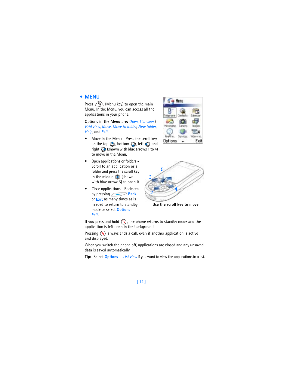 Menu | Nokia 3600 User Manual | Page 23 / 217