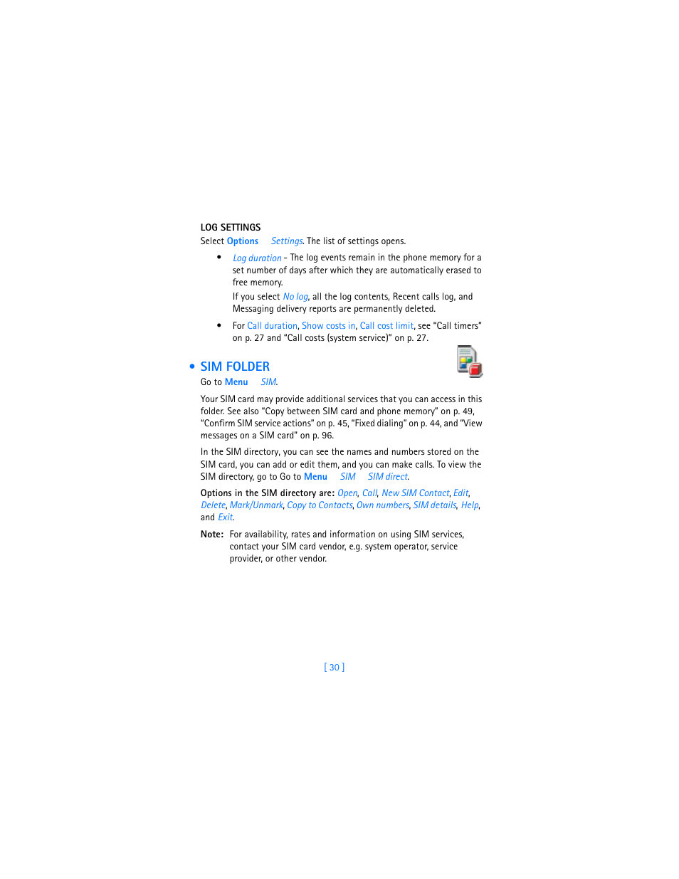 Sim folder | Nokia 3600 User Manual | Page 39 / 217