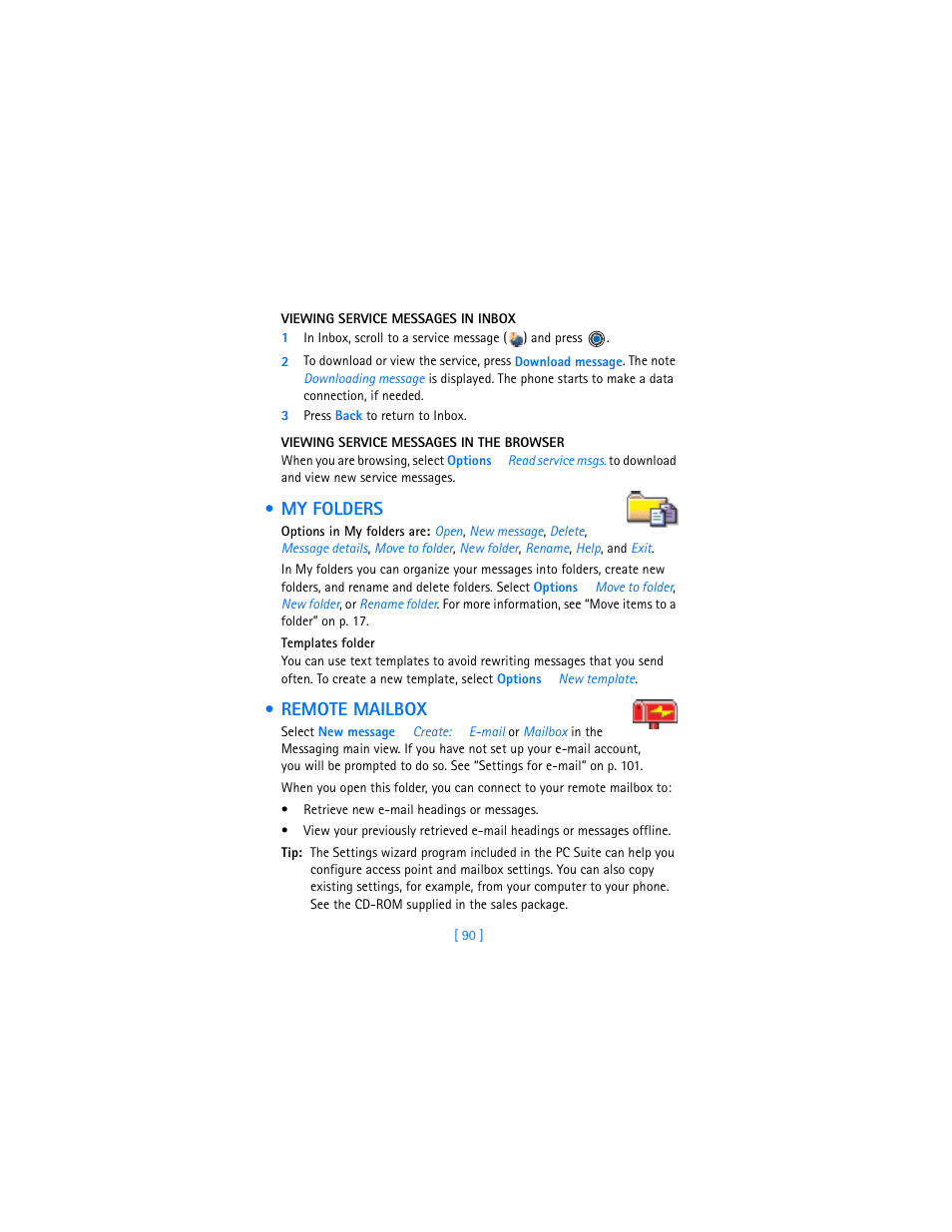 My folders, Remote mailbox | Nokia 3600 User Manual | Page 99 / 217
