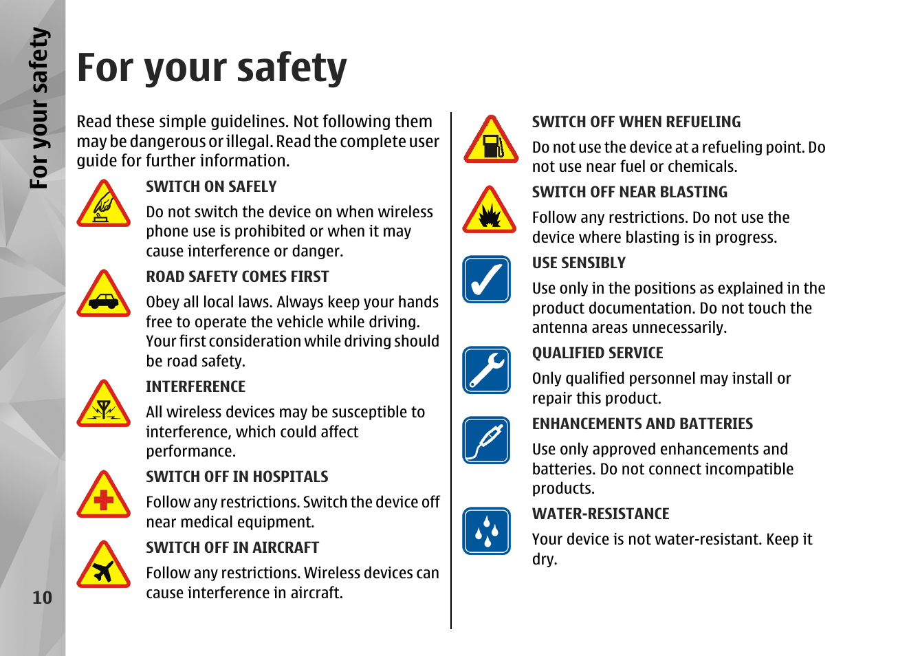 For your safety, For yo ur sa fety | Nokia N82 User Manual | Page 10 / 171