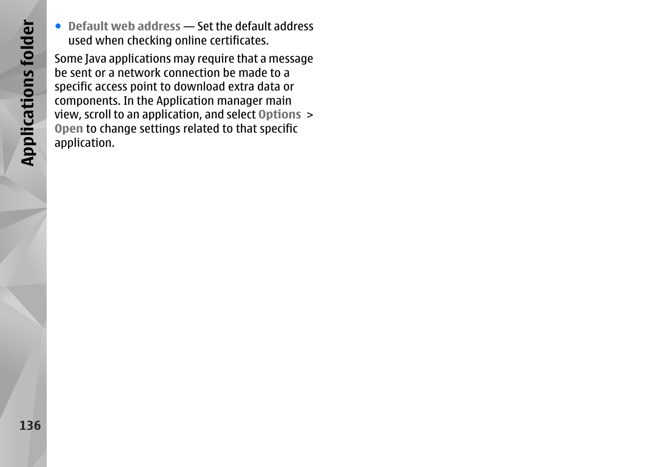 Appl icati ons fol der | Nokia N82 User Manual | Page 136 / 171