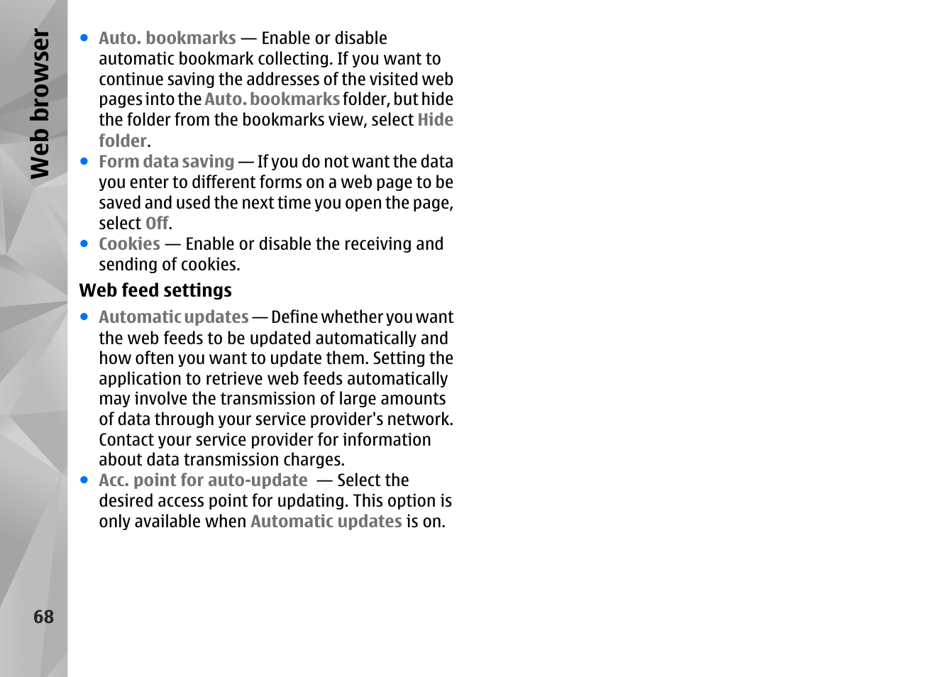 Web browser | Nokia N82 User Manual | Page 68 / 171