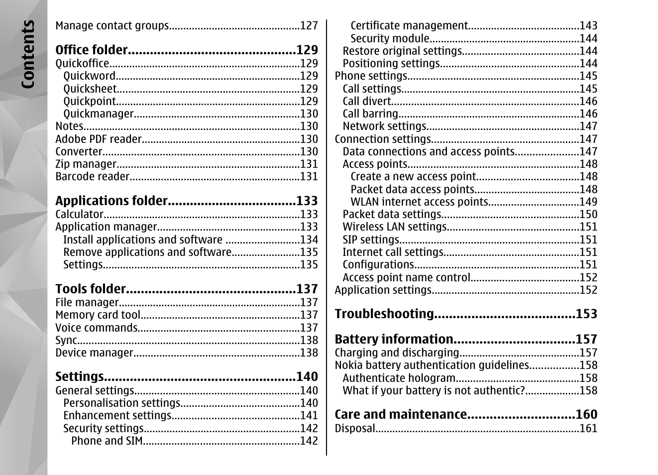 Co nte nts | Nokia N82 User Manual | Page 8 / 171