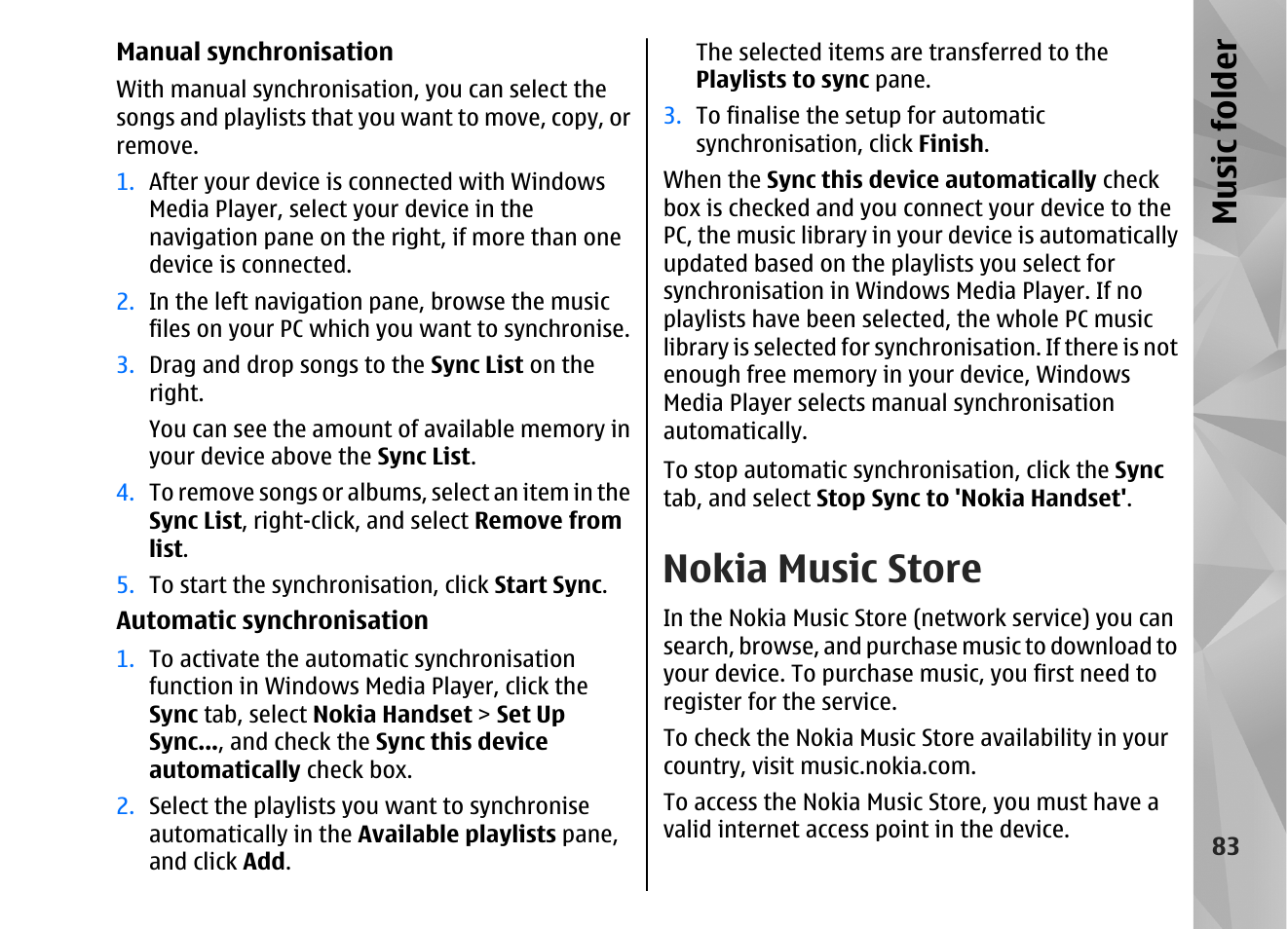 Nokia music store, Music fol der | Nokia N82 User Manual | Page 83 / 171