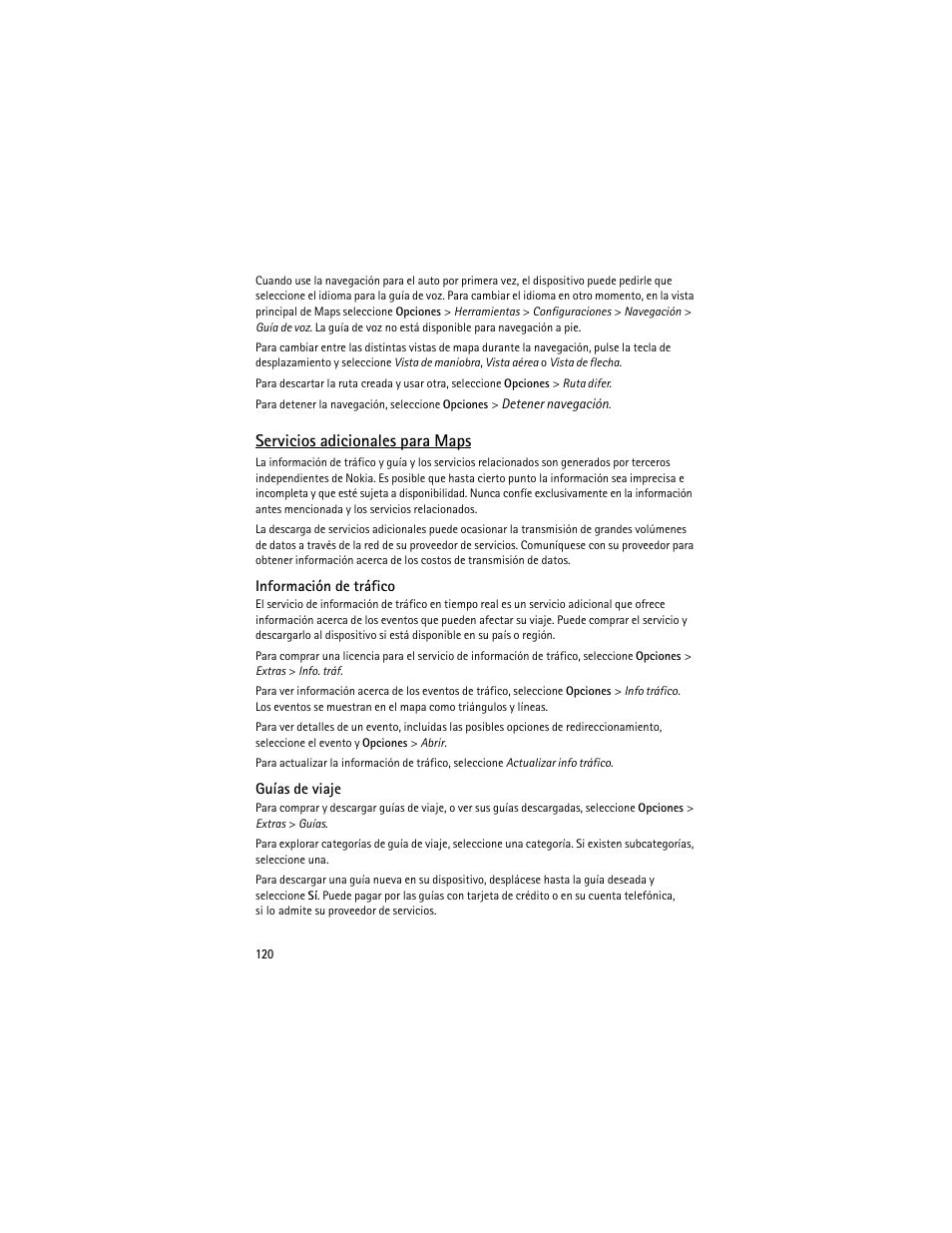 Servicios adicionales para maps | Nokia 6210 Navigator User Manual | Page 121 / 162
