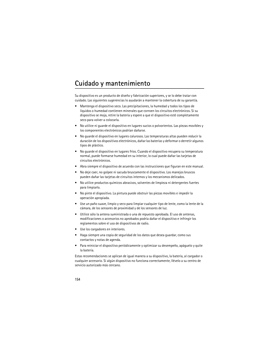 Cuidado y mantenimiento | Nokia 6210 Navigator User Manual | Page 155 / 162