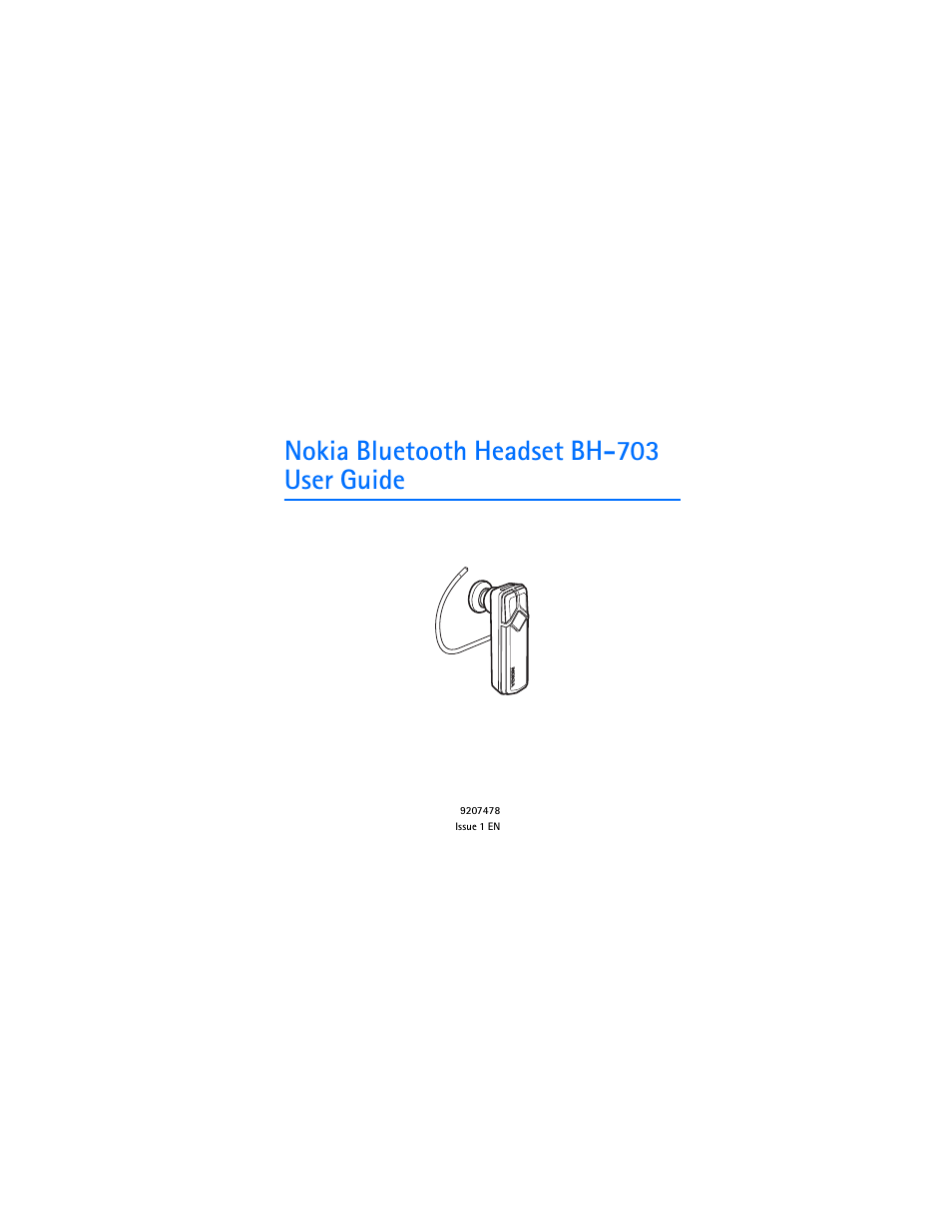 Nokia Bluetooth Headset BH-703 User Manual | 20 pages