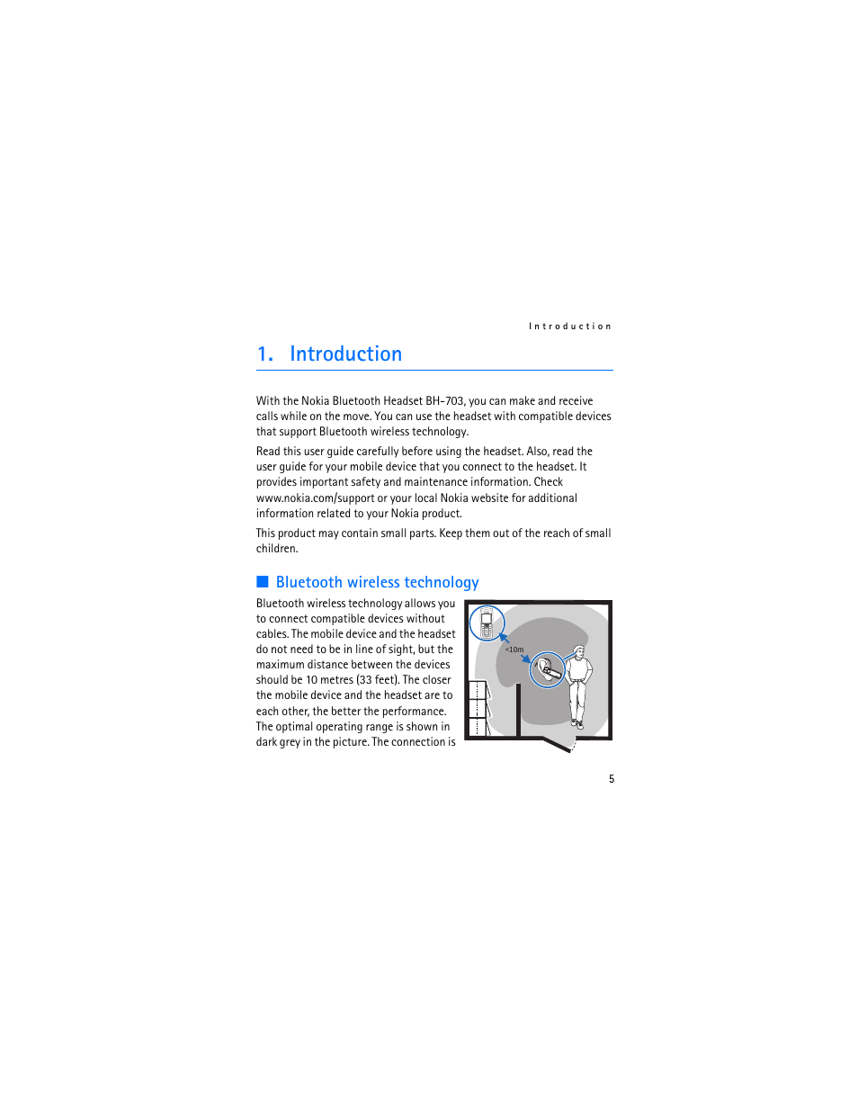 Introduction, Bluetooth wireless technology | Nokia Bluetooth Headset BH-703 User Manual | Page 5 / 20